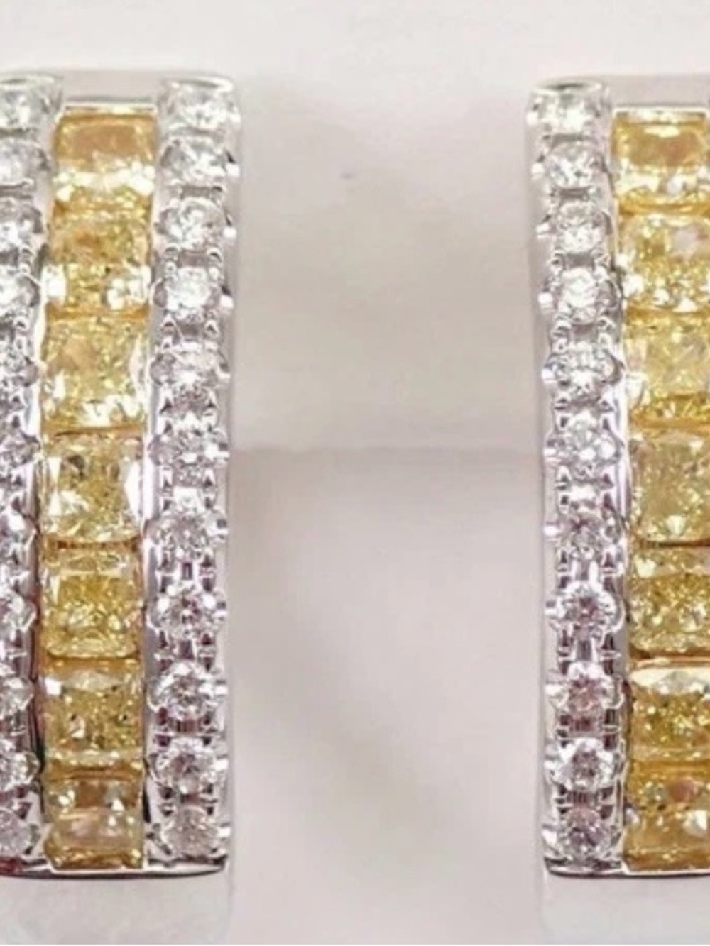 Yellow and White CZ Huggie Earrings - Women Jewelry